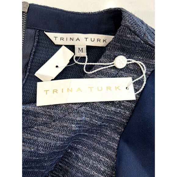Trina Turk NWT Boxy Woven Top in Navy Size M - Picture 4 of 4